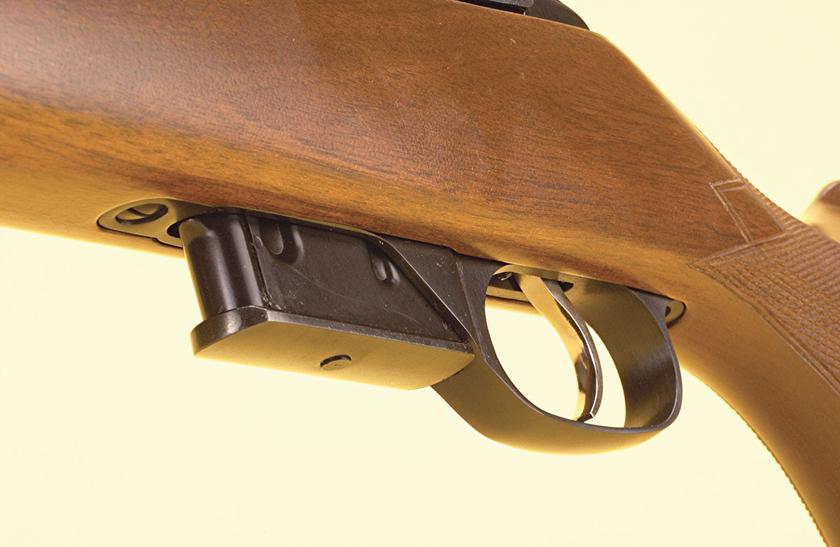 From the underside, the magazine extends downward almost a full inch.